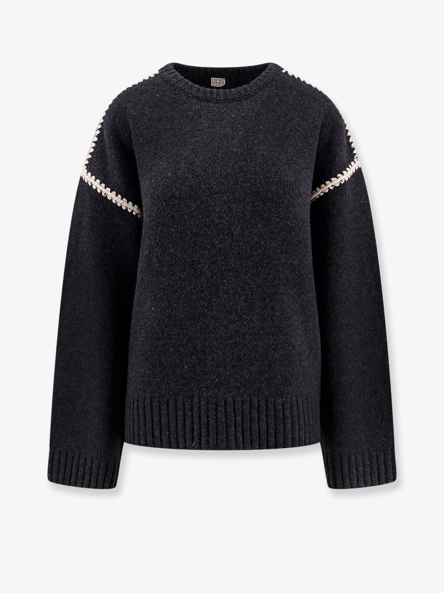 Sveter TOTEME Toteme Knit Sweater with Crochet Trim Čierna | 241WRT1025YA0004074, 0