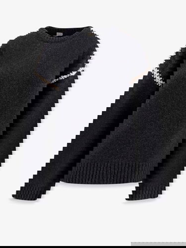 Sveter TOTEME Toteme Knit Sweater with Crochet Trim Čierna | 241WRT1025YA0004074, 0