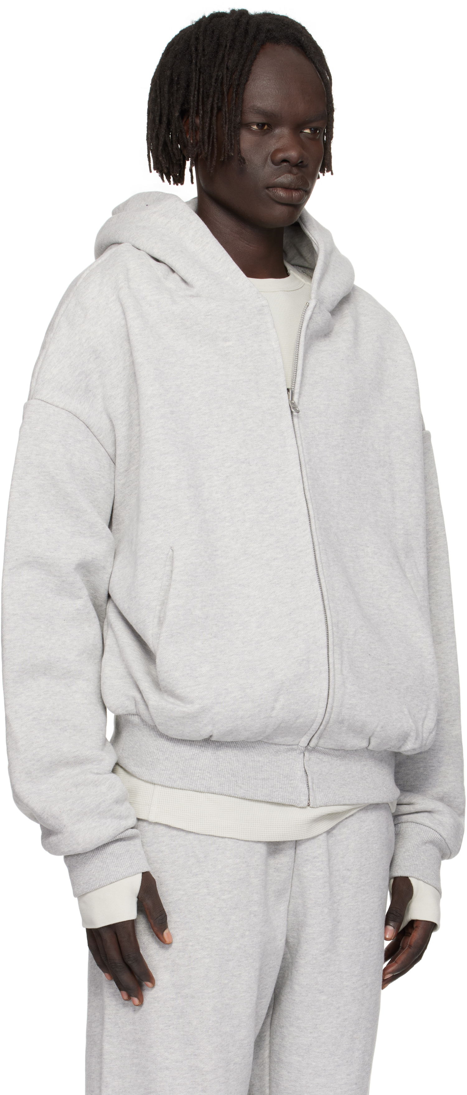 Mikina Entire Studios Entire Studios Thermal Zip-Up Hoodie Šedá | ES2488SI, 1