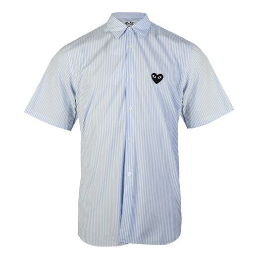 Košeľa Comme des Garçons Emblem Striped Short Sleeve Shirt Modrá | AZ-B022-M, 0