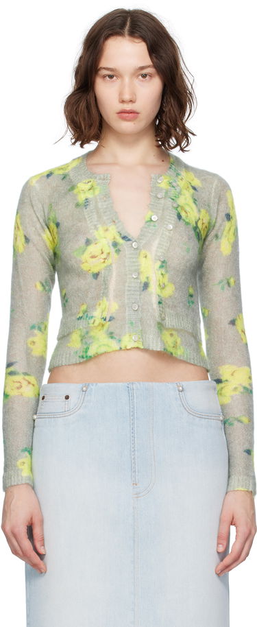 Sveter Acne Studios Acne Studios Layered Mohair Floral Cardigan Zelené | A60570-, 0