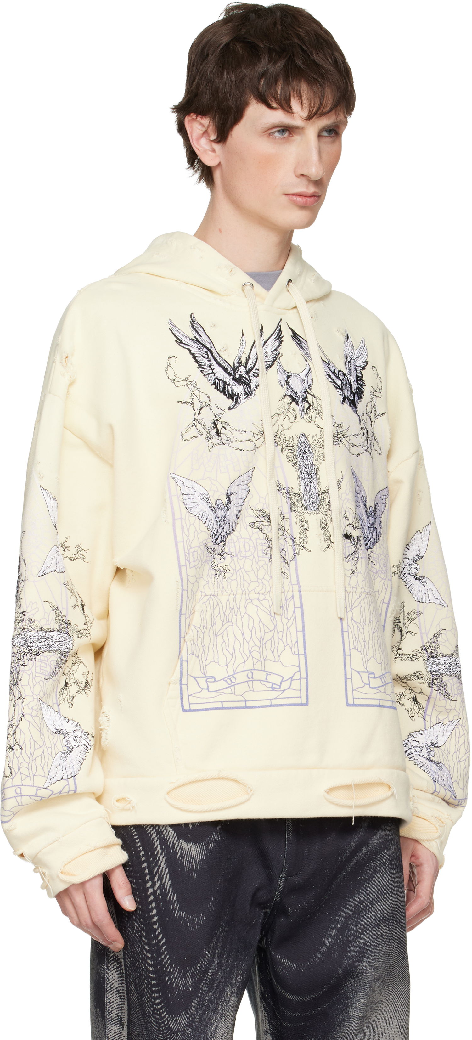 Mikina Who Decides War Ascension Distressed Graphic Print Hoodie Žltá | 1110050001FW25, 1