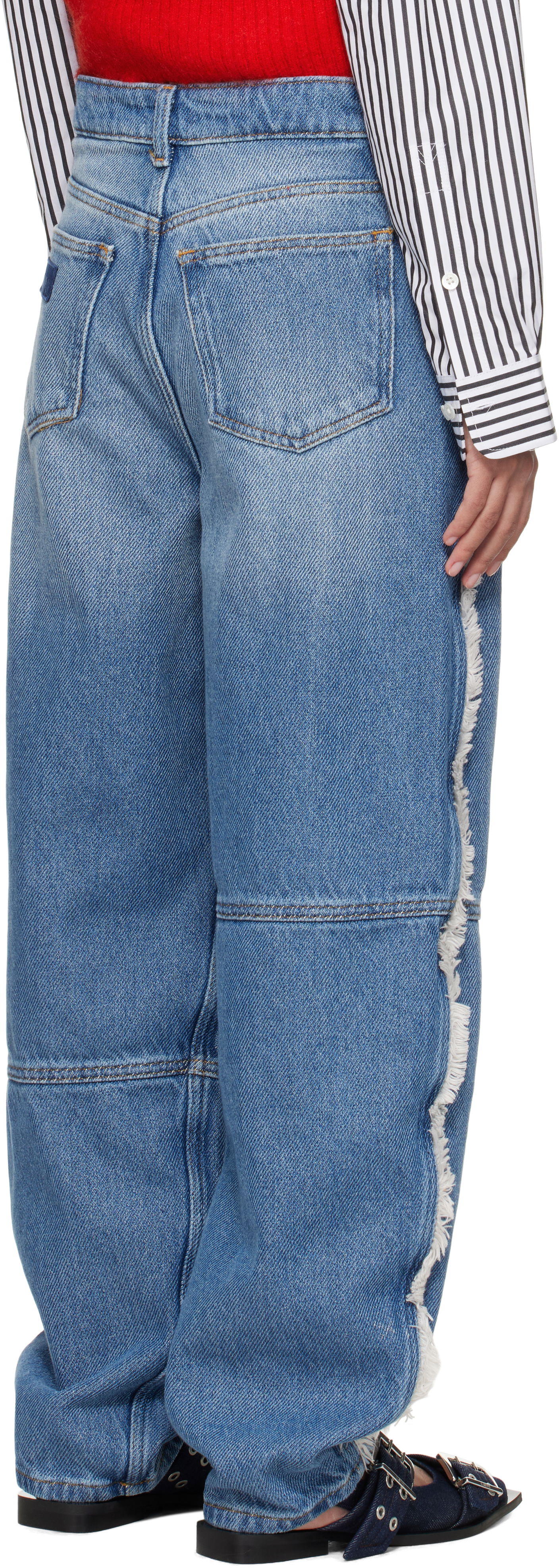 Ganni Stary Frayed Wide-Leg Jeans