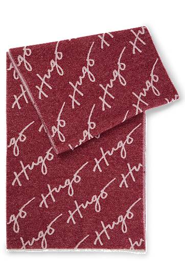 Šál BOSS Wool Blend Logo Scarf Vínová | 50524789, 0