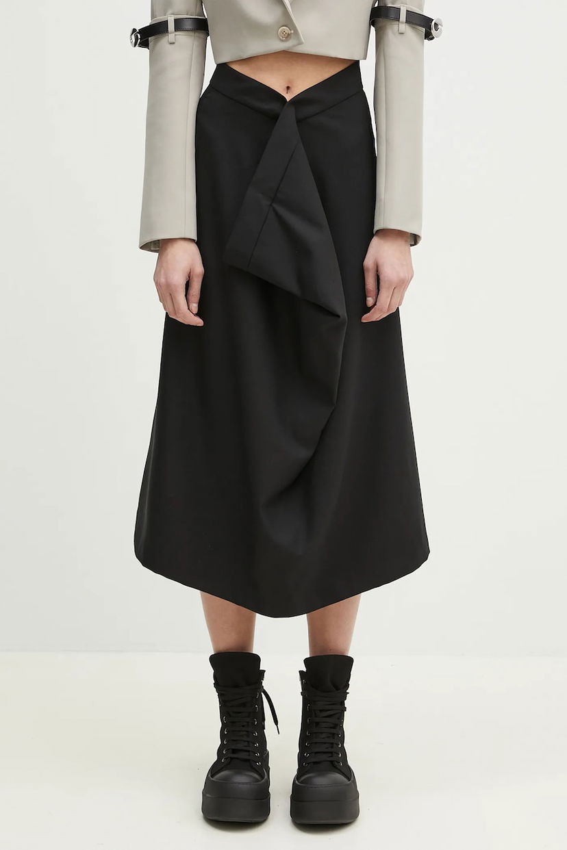 Sukňa KENZO Kenzo Midi A-Line Draped Skirt Čierna | FF52JU3149RA.99