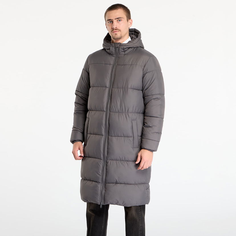 Kabáty Urban Classics Hooded Long Puffer Coat Šedá | TB7010-03516