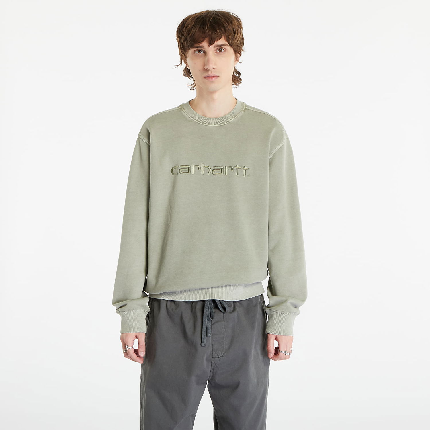 Mikina Carhartt WIP Duster Sweatshirt UNISEX Yucca Garment Dyed Zelené | I031788.1CTGD, 0