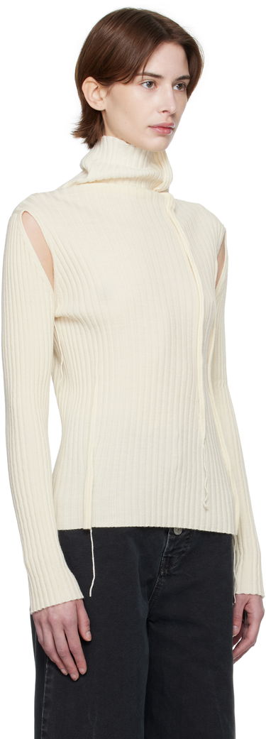 Sveter Maison Margiela MM6 Maison Margiela Darted Rib Knit Turtleneck Top Biela | S52HA0294 M13087, 1
