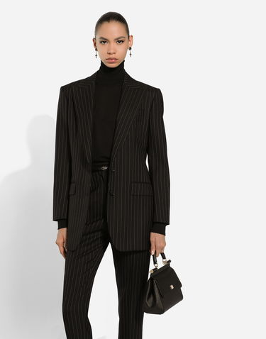 Bunda Dolce & Gabbana Single-breasted Pinstripe Wool Jacket Rôznofarebný | F290XTFR21XS8052, 3
