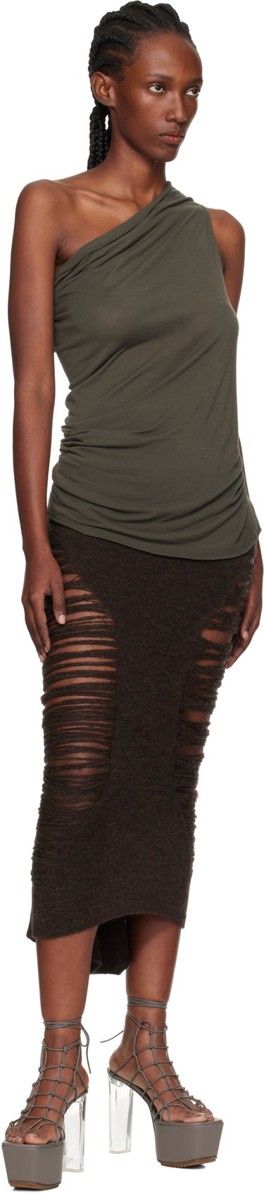 Sukňa Rick Owens Rick Owens Calf Dauphine Midi Skirt Hnedá | RP02E4685 KGRIDP, 3