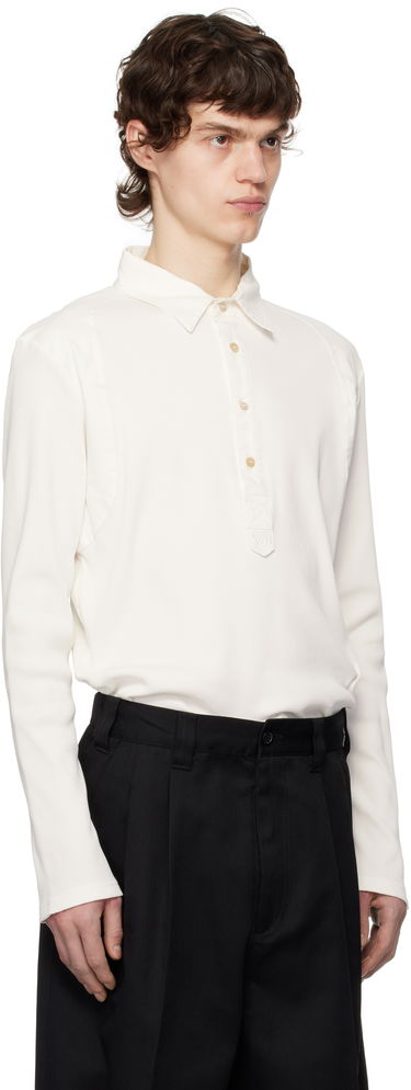 Polo tričko Wales Bonner Wales Bonner Dub Long Sleeve Polo Biela | MS25JE03-JE02-000 RIB JERSEY, 1