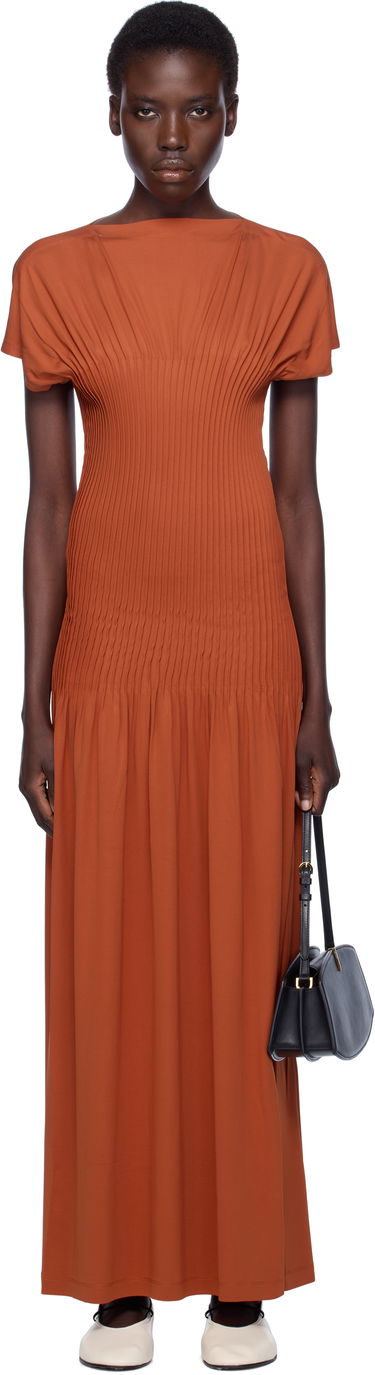Šaty TOTEME TOTEME Knife-Pleated Jersey Maxi Dress Oranžová | 253-WRD0202-FB0162, 0