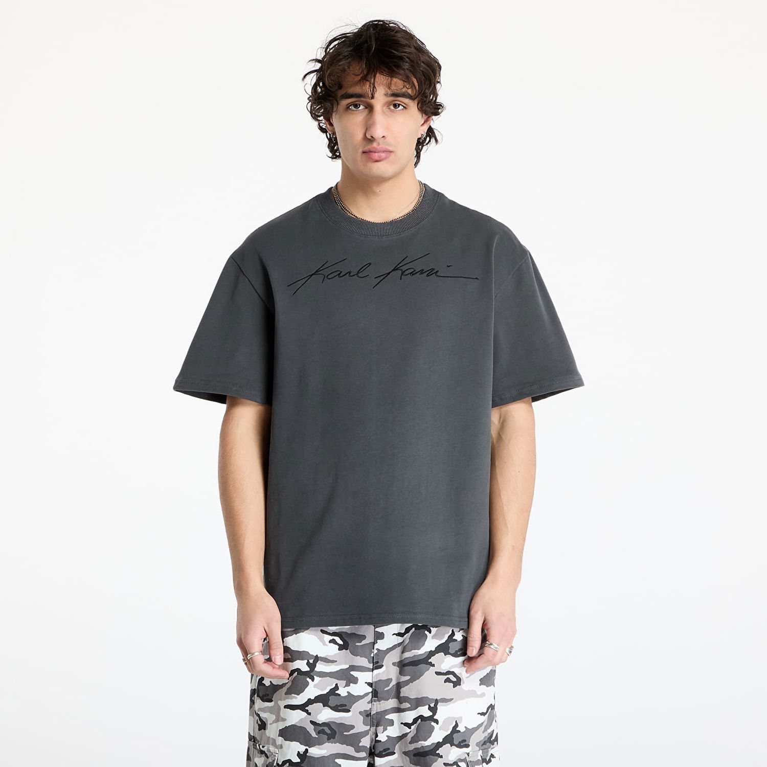 Tričko Karl Kani Autograph Heavy Jersey Boxy Tee Šedá | 60300191, 0