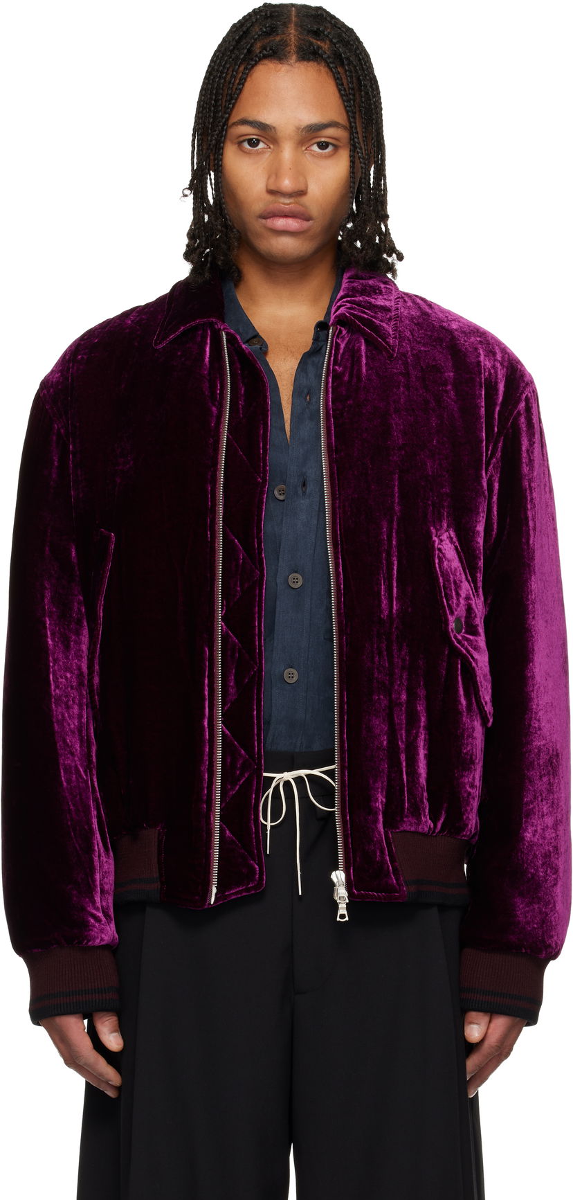 Bomber bunda Dries Van Noten Dries Van Noten Velvet Bomber Jacket Fialová | 252-020560-2282