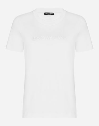 Tričko Dolce & Gabbana Jersey T-shirt With Flocked Detail Biela | F8T00TGDCBQW0800, 0