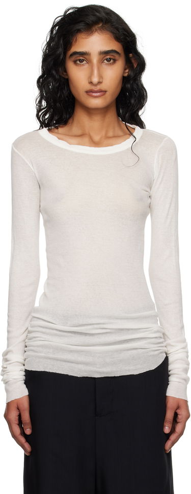 Tričko Rick Owens Rick Owens Concordians Mini Rib Long Sleeve T-Shirt Biela | RP02E4202 MR, 0