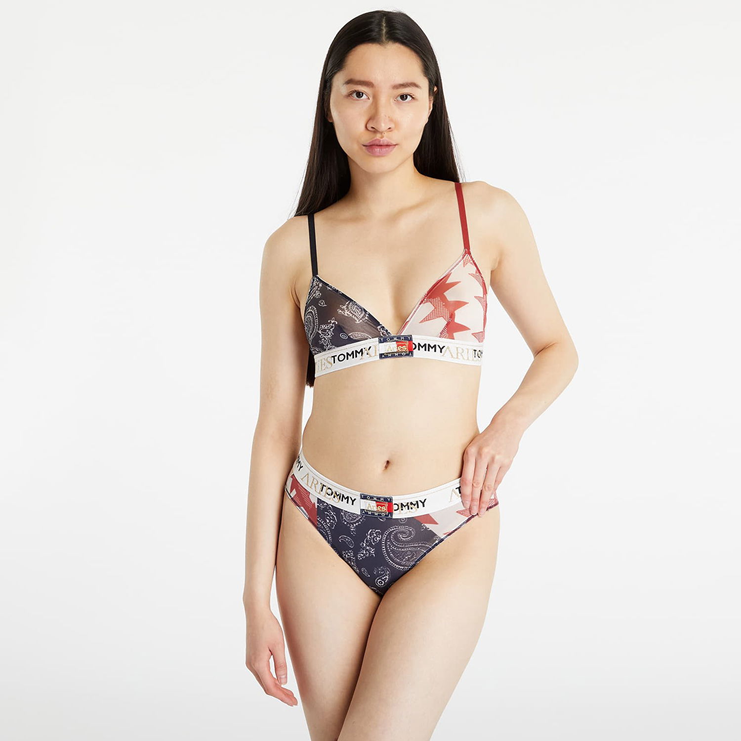 Nohavičky Tommy Hilfiger x Aries Sheer Mid Rise Logo Print Briefs Rôznofarebný | UW0UW04662 0KD, 0