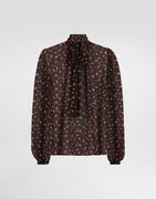 Small Rose-print Chiffon Pussy-bow Top