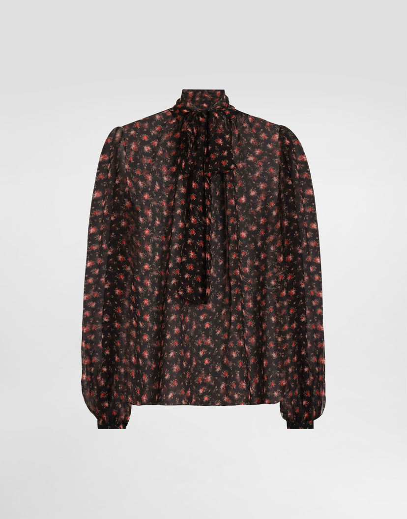 Košeľa Dolce & Gabbana Small Rose-print Chiffon Pussy-bow Top Rôznofarebný | F7BJ2TIS10IHN5XJ