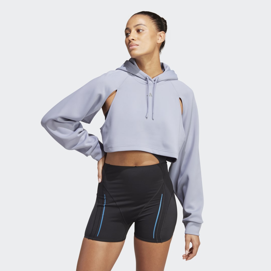 Mikina adidas Originals HIIT Aeroready Crop Training Hoodie Fialová | HR2659, 0