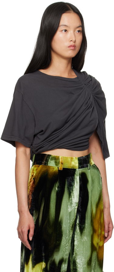 Tričko Collina Strada Collina Strada Draped T-Shirt Čierna | XX3395, 1