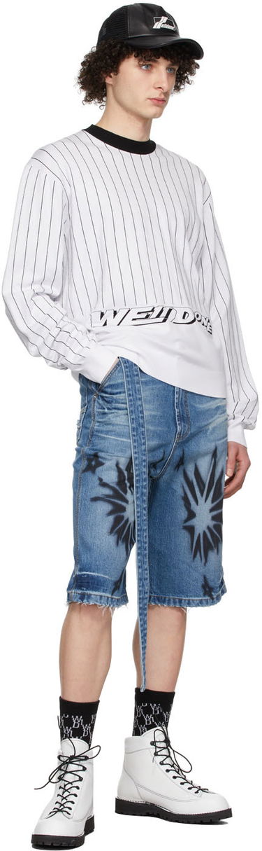 Sveter We11done We11done Pinstripe Rayon Sweater Biela | WD-KT1-22-619-U-WH, 3