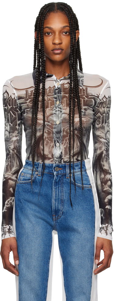 Košeľa Jean Paul Gaultier Jean Paul Gaultier 'The Diablo' Print Mesh Shirt Biela | 24/25-U-CH015-T546-0100, 0