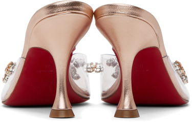 Starostlivosť o obuv Christian Louboutin Christian Louboutin Degraqueen 85 Embellished Clear Strap Kitten Heel Mules Ružová | 3230288, 1