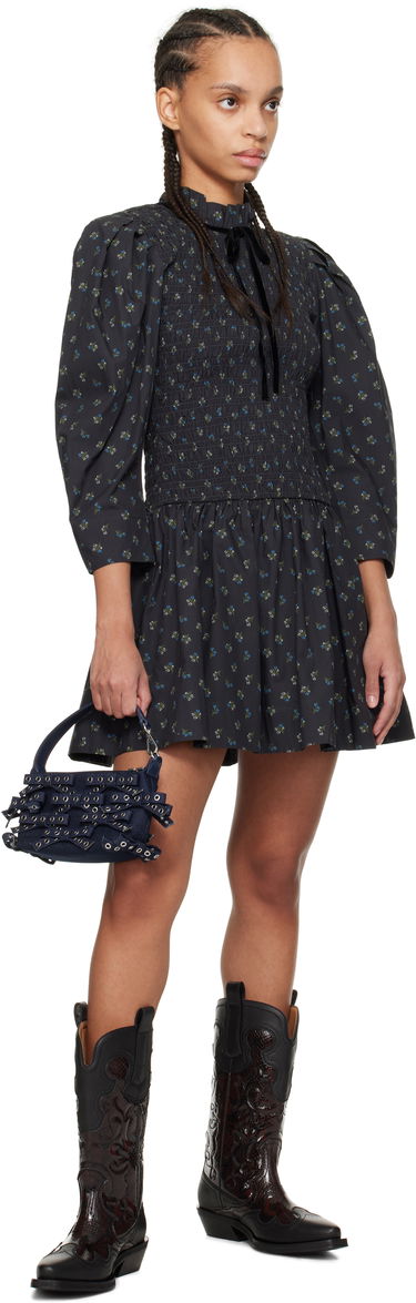 Šaty GANNI Ganni Printed Smock Mini Dress Čierna | W0074, 3