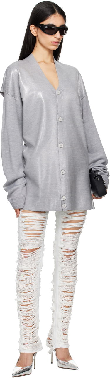 Sveter Maison Margiela MM6 Maison Margiela Plastified Knit Cardigan Šedá | S62HP0026 M13120, 4