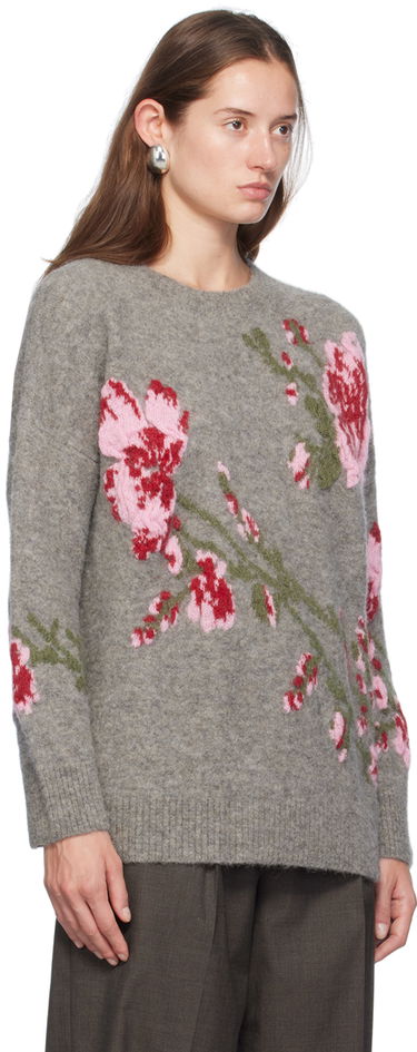 Sveter Blumarine Blumarine Jacquard Rose Crewneck Sweater Biela | A422M490A, 4