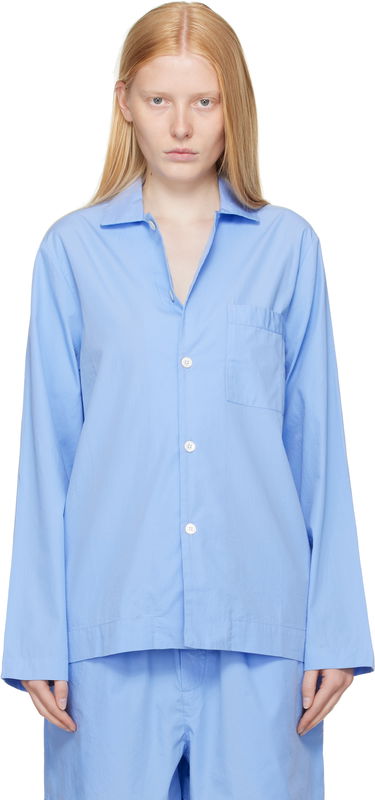 Pyžamo TEKLA Tekla Poplin Pajama Shirt Modrá | PPL-SHIRT-LS-346, 0
