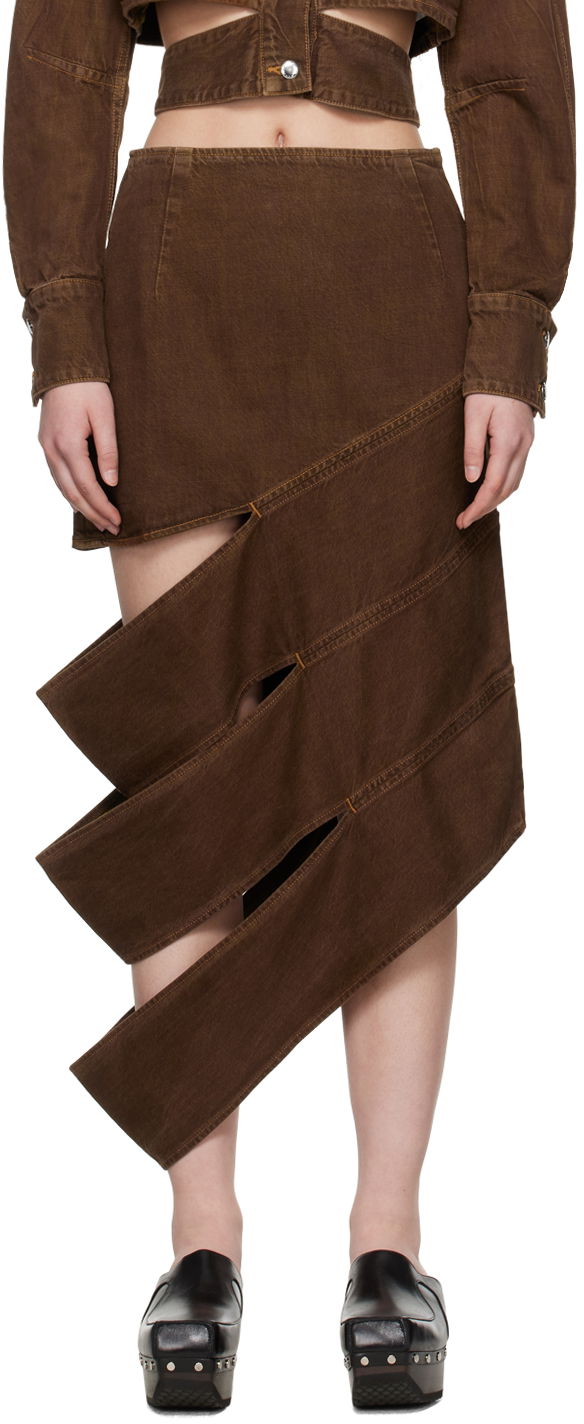 Sukňa Eckhaus Latta Asymmetrical Denim Midi Skirt Hnedá | 1115-EL-PF24-T -, 0