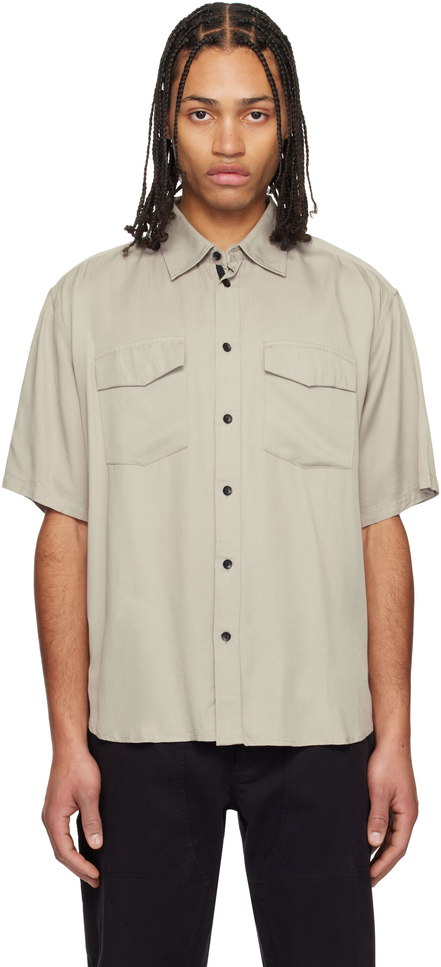 Košeľa rag & bone Rag & Bone Matthew Two-Pocket Short Sleeve Shirt Béžová | MBW24HA011VSML, 0