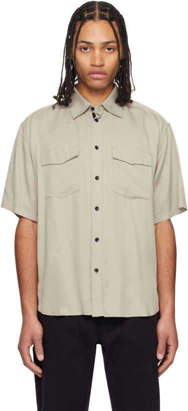 Košeľa rag & bone Rag & Bone Matthew Two-Pocket Short Sleeve Shirt Béžová | MBW24HA011VSML, 0