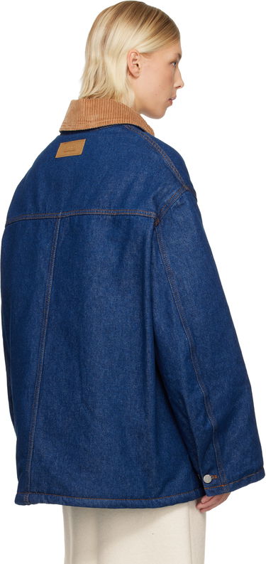 Bunda AMI Padded Worker Denim Jacket with Corduroy Collar Modrá | H25UJK834.DE0104, 2
