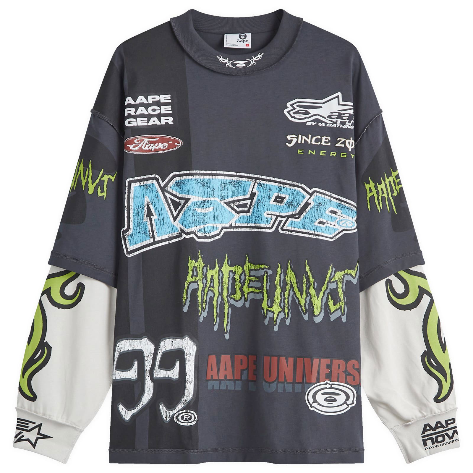 AAPE AOP Racing Graphic Long Sleeve T-Shirt