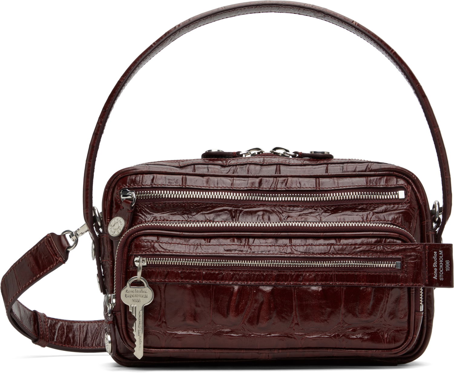 Taška cez rameno Acne Studios Acne Studios Camero Party Croc-Embossed Leather Shoulder Bag Hnedá | A10447-, 0