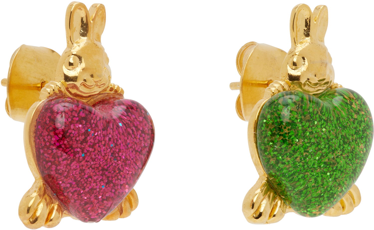 Náušnice Chopova Lowena Chopova Lowena Belly Bunnies Glitter Heart Stud Earrings Rôznofarebný | 6643, 1