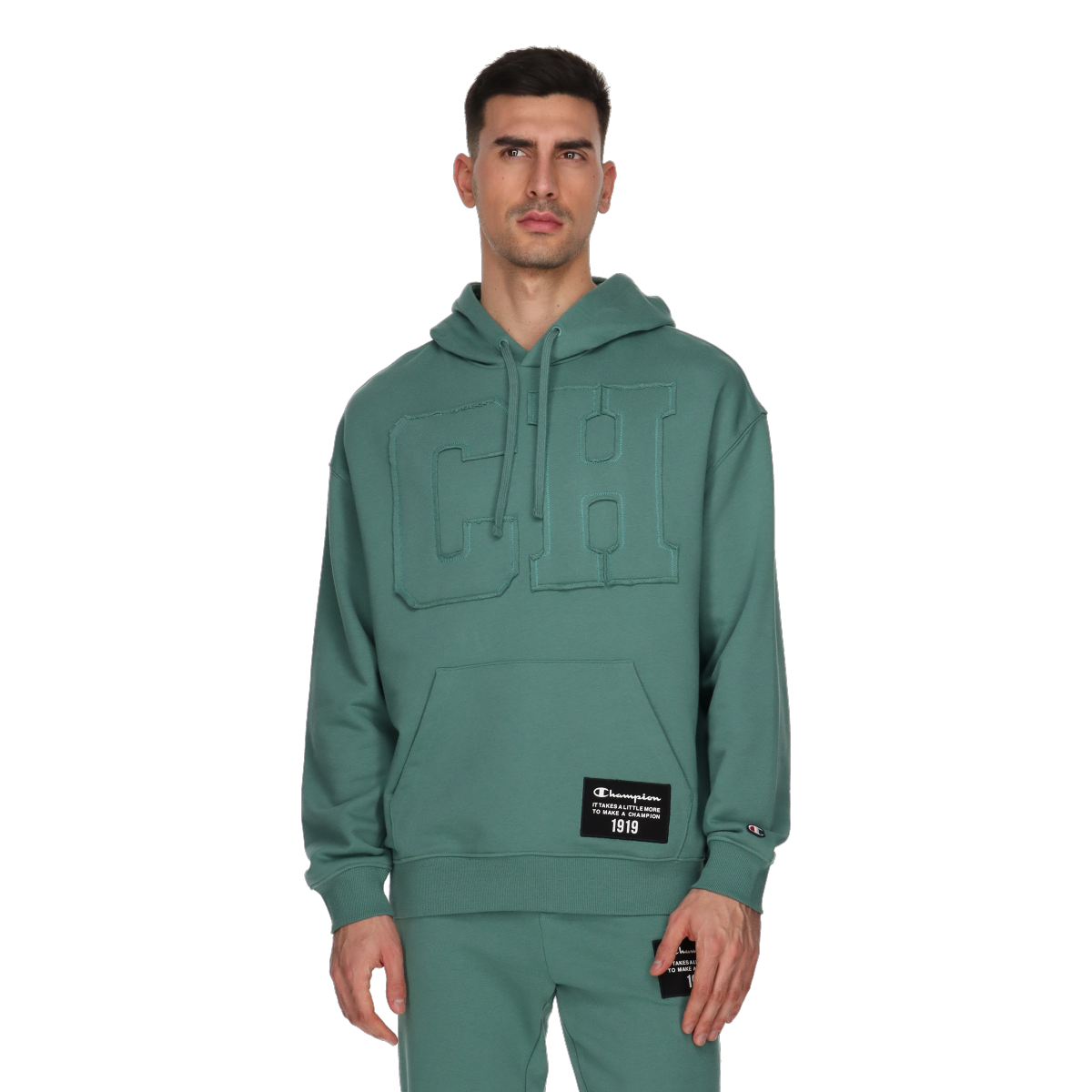 Mikina Champion Raw Logo Hoodie Zelené | 220520-GS501, 0