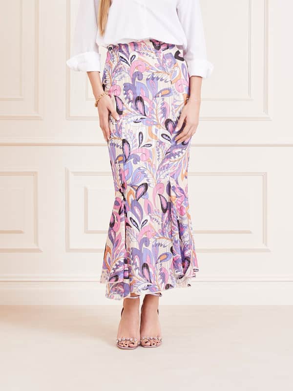 Sukňa GUESS Marciano Marciano Paisley Lurex Print Long Fialová | 4GGD187066A, 0