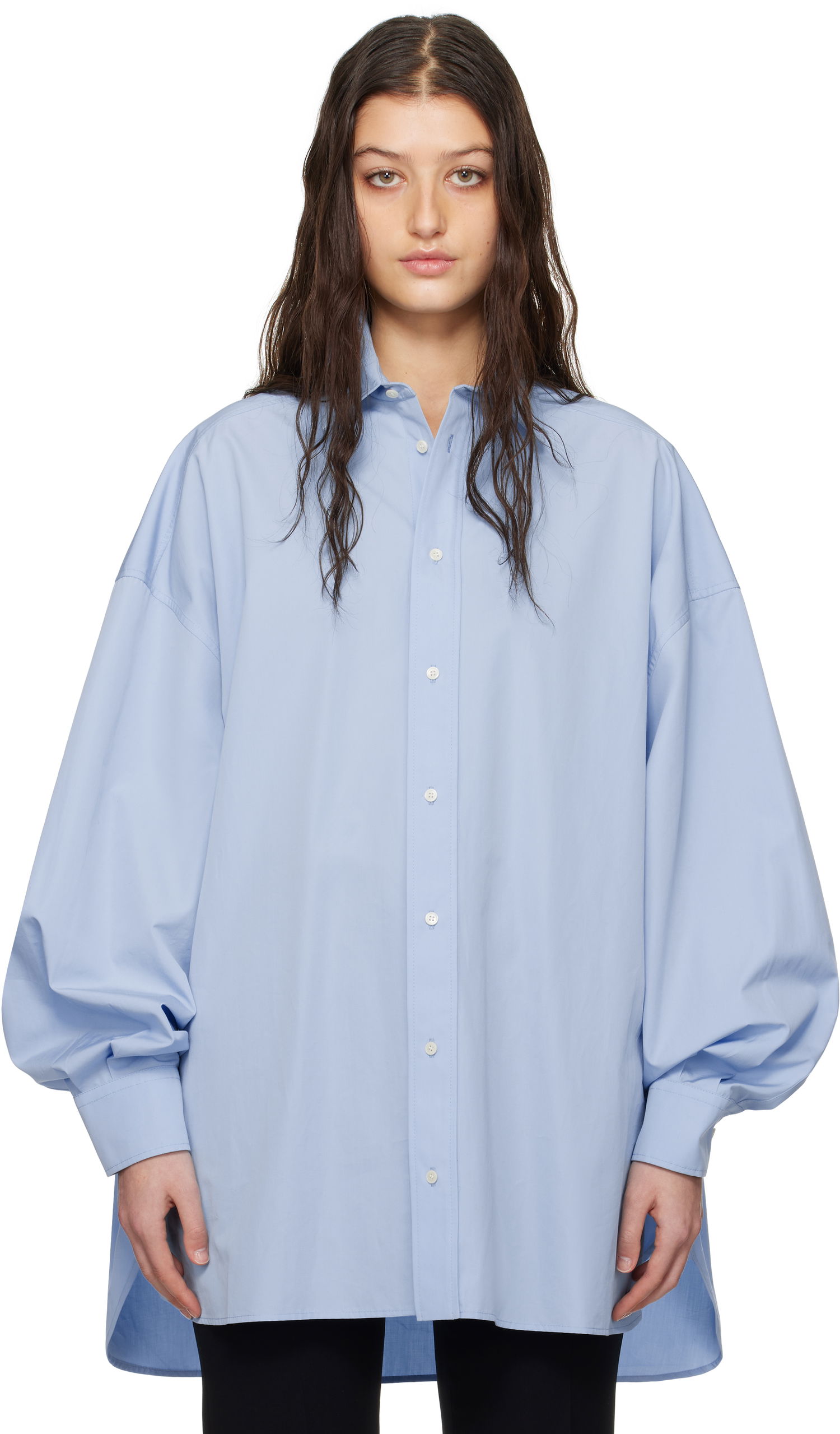 Košeľa WARDROBE.NYC Oversize Shirt Minidress Modrá | W1085R17, 0