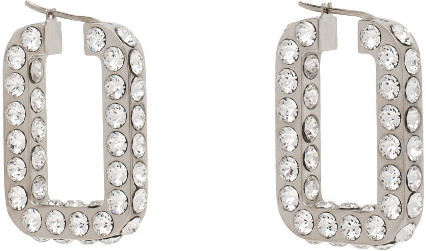 Náušnice Amina Muaddi Crystals Hoop Earrings Metalická | CHARLOTTE HOOP, 1