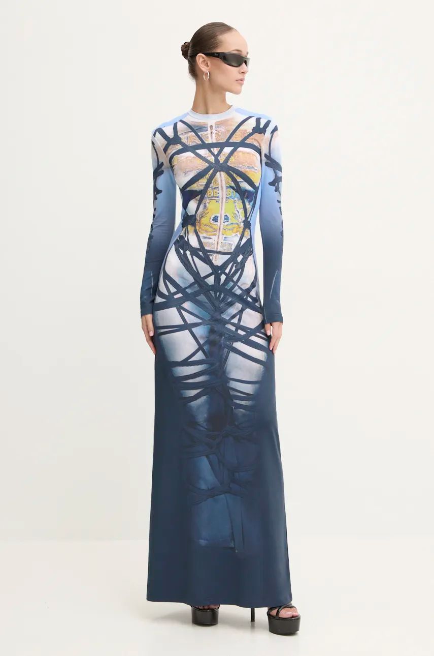 Šaty Y/PROJECT Bondage Print Maxi Dress Modrá | 104DR006, 0