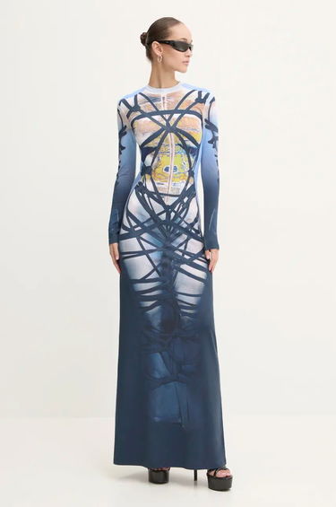 Šaty Y/PROJECT Bondage Print Maxi Dress Modrá | 104DR006, 0