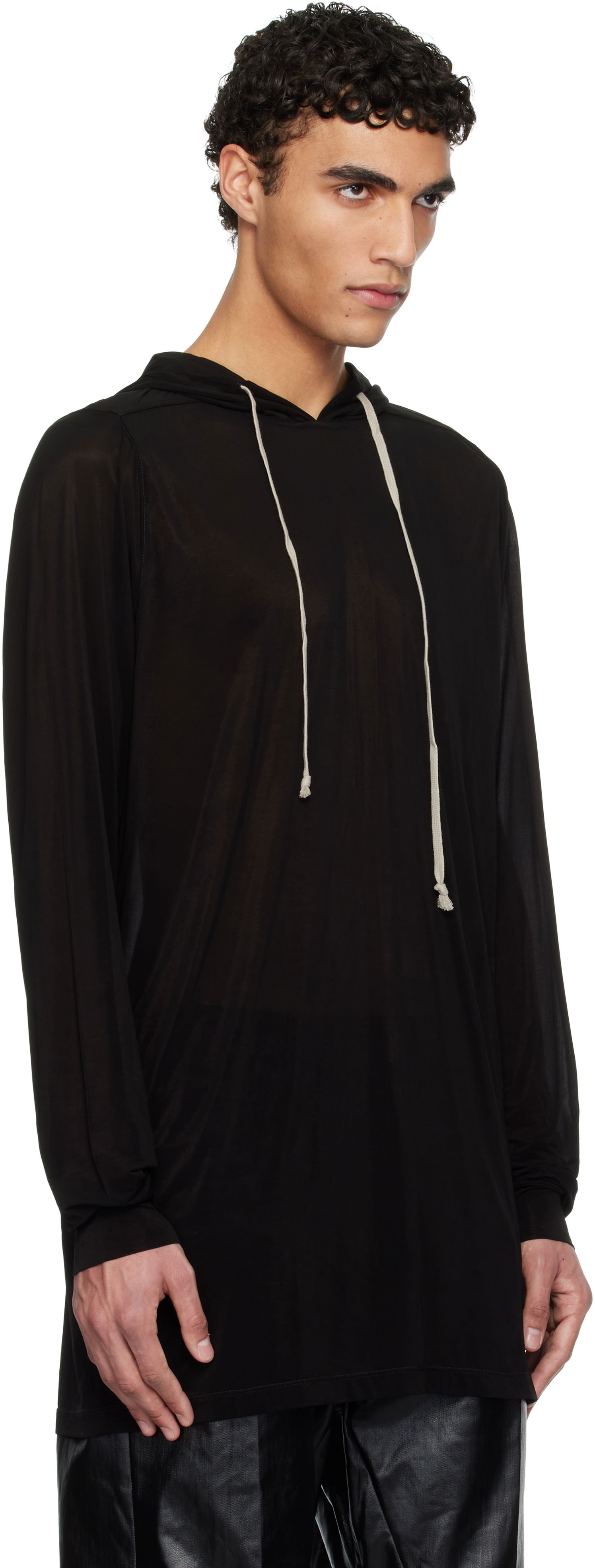 Mikina Rick Owens Rick Owens Hollywood Stretch Cupro Jersey Hoodie Čierna | RU01E5285 BZ, 1