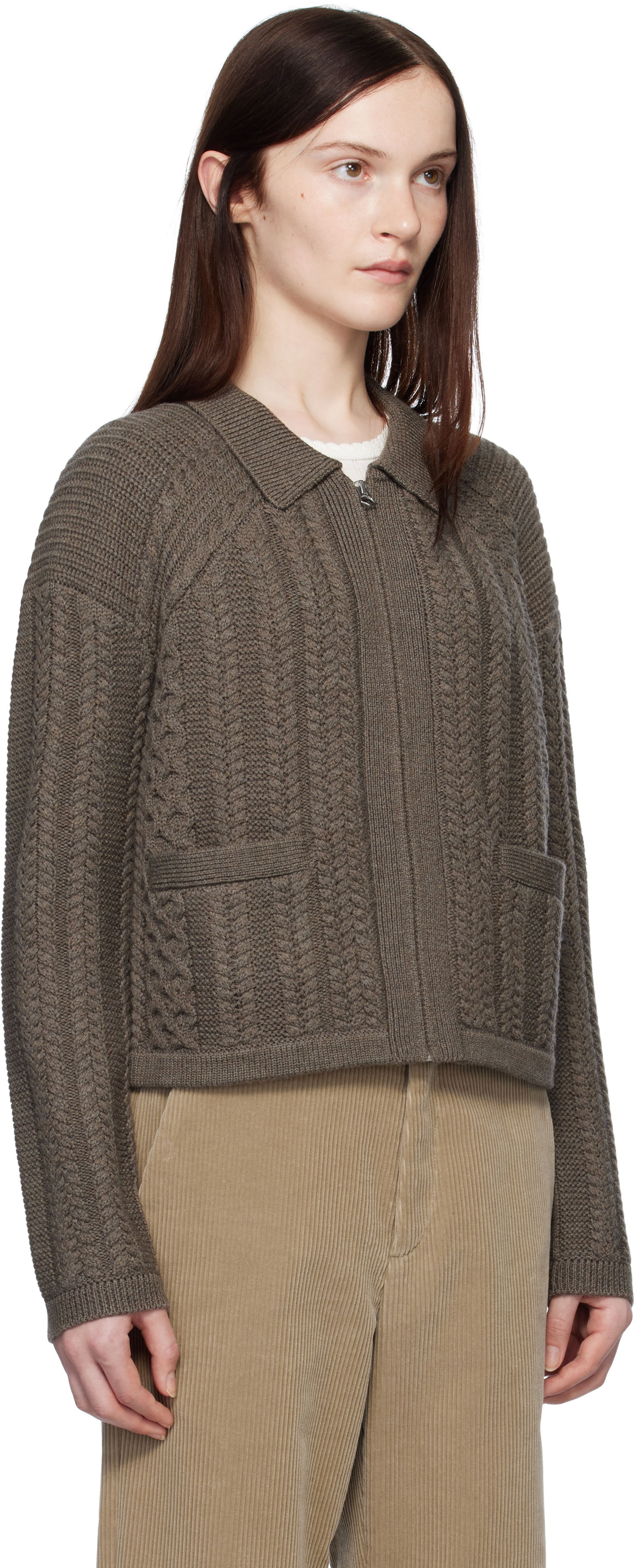 Sveter rag & bone rag & bone Kerry Cable-Knit Cardigan Hnedá | WAS24H023BV23, 1