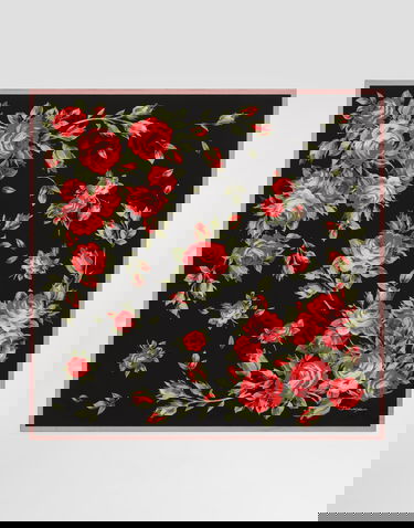 Šál Dolce & Gabbana Dolce & Gabbana Rose Bouquet-print Silk Twill Scarf 90x90 Onesize Rôznofarebný | FN090RGDDPLHN5ZN, 2