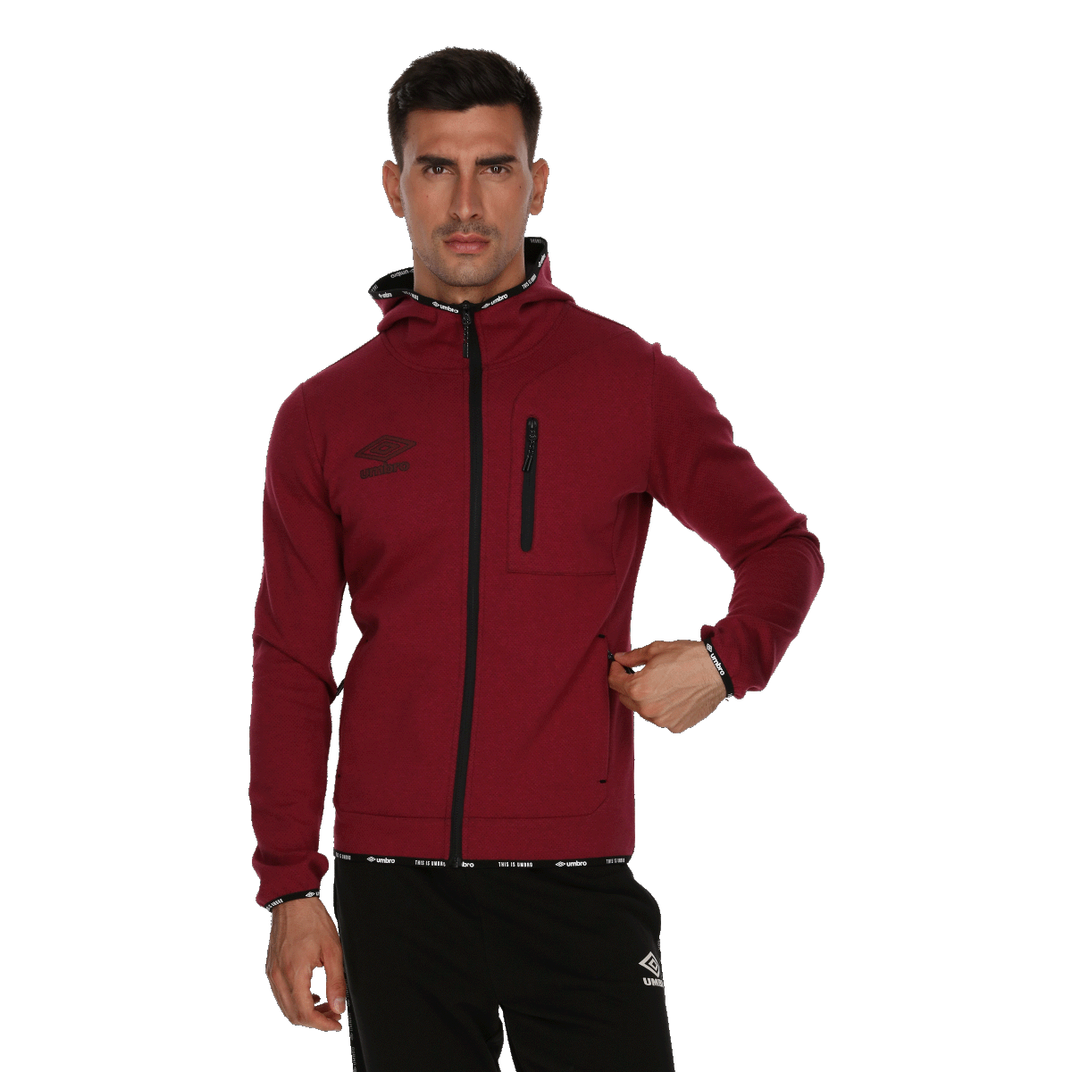 Mikina Umbro Double Textured Full-Zip Hoodie Vínová | UMA243M609-52, 0