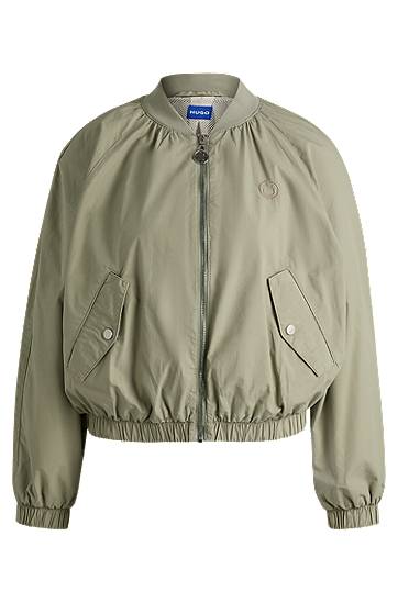 Bomber bunda BOSS HUGO Paper-Touch Cotton Bomber Jacket Zelené | 50536970, 0